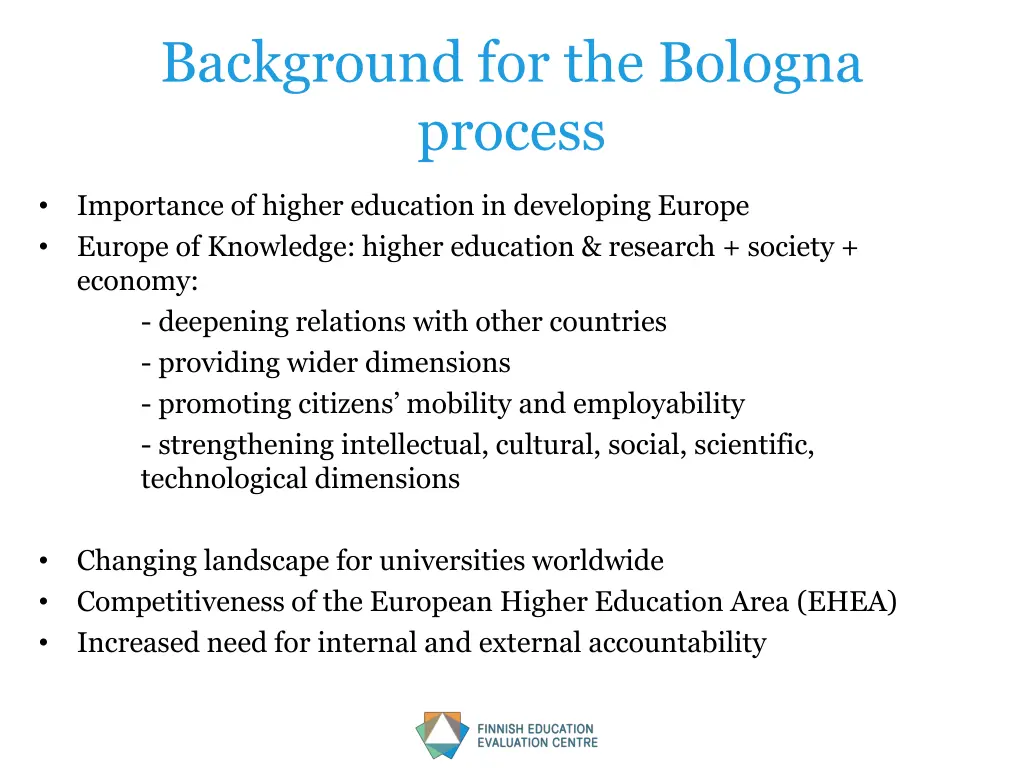 background for the bologna process