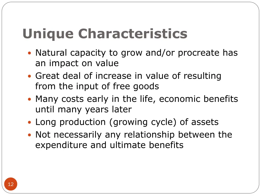 unique characteristics