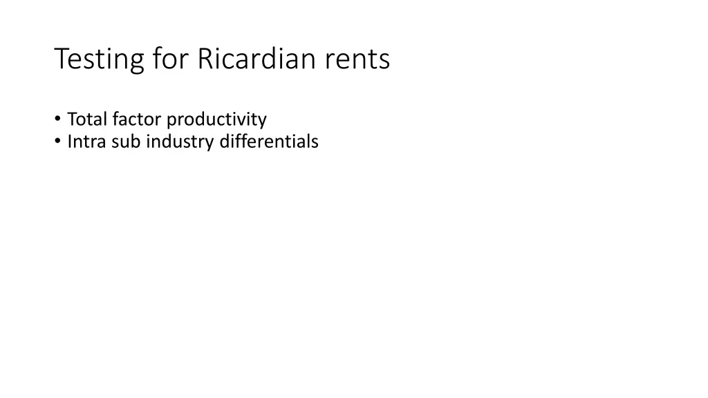 testing for ricardian rents
