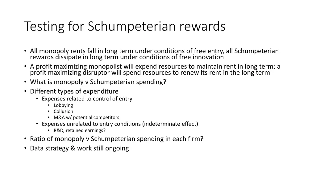 testing for schumpeterian rewards