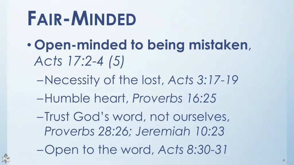 f air m inded open minded to being mistaken acts