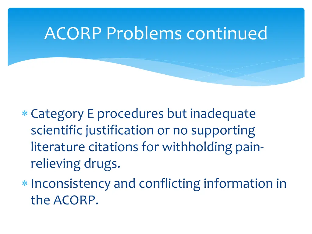 acorp problems continued