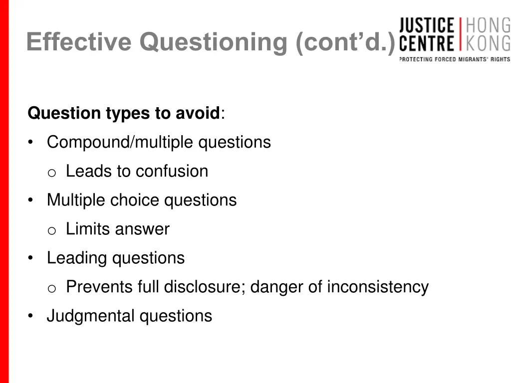 effective questioning cont d