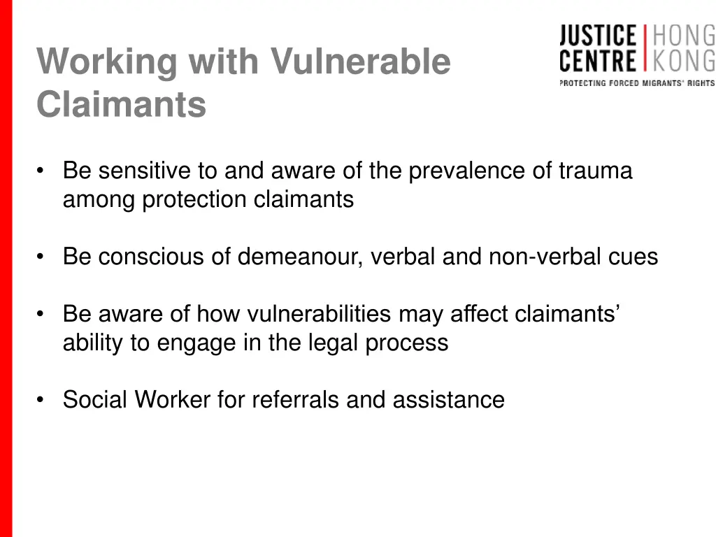 working with vulnerable claimants