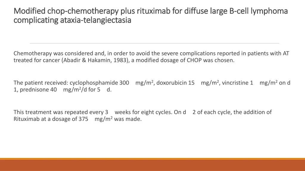 modified chop chemotherapy plus rituximab