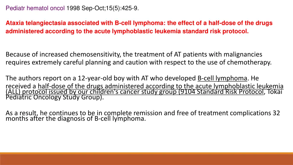 pediatr hematol oncol 1998 sep oct 15 5 425 9