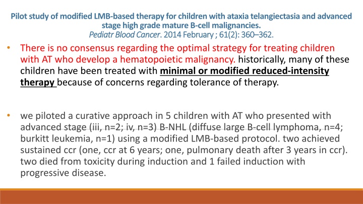 pilot study of modified lmb based therapy
