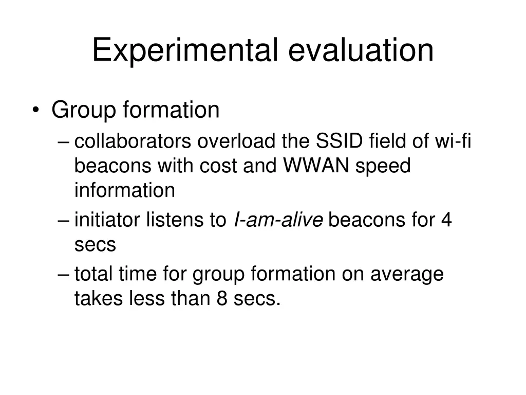 experimental evaluation