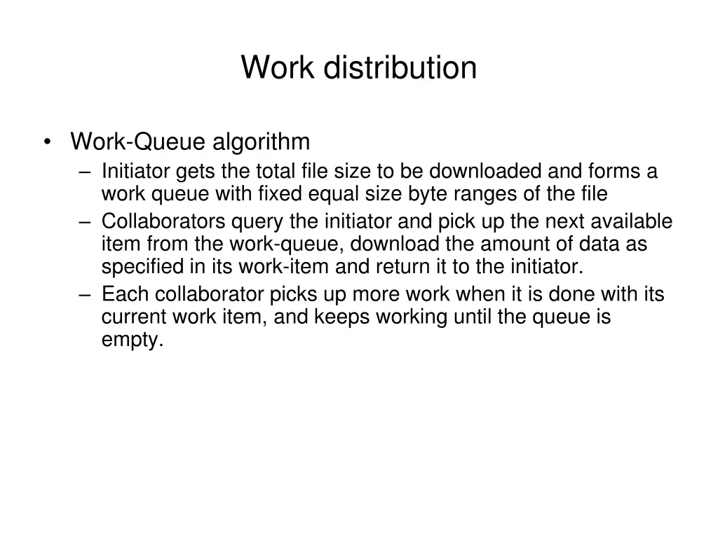 work distribution
