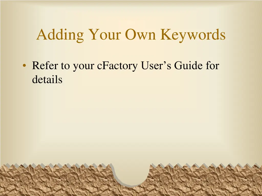 adding your own keywords
