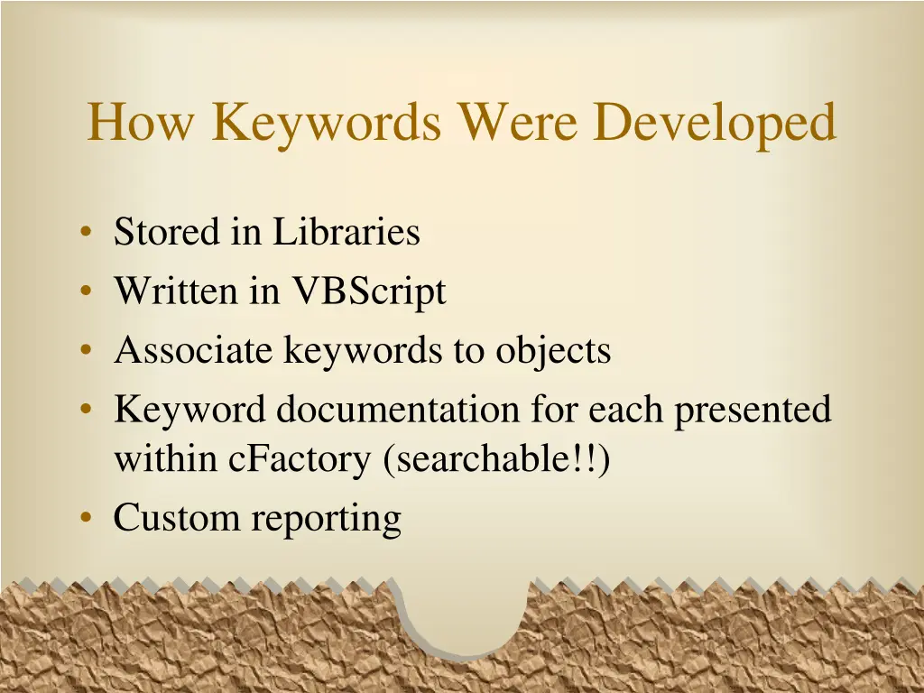 how keywords were developed
