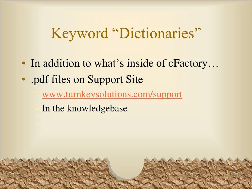 keyword dictionaries