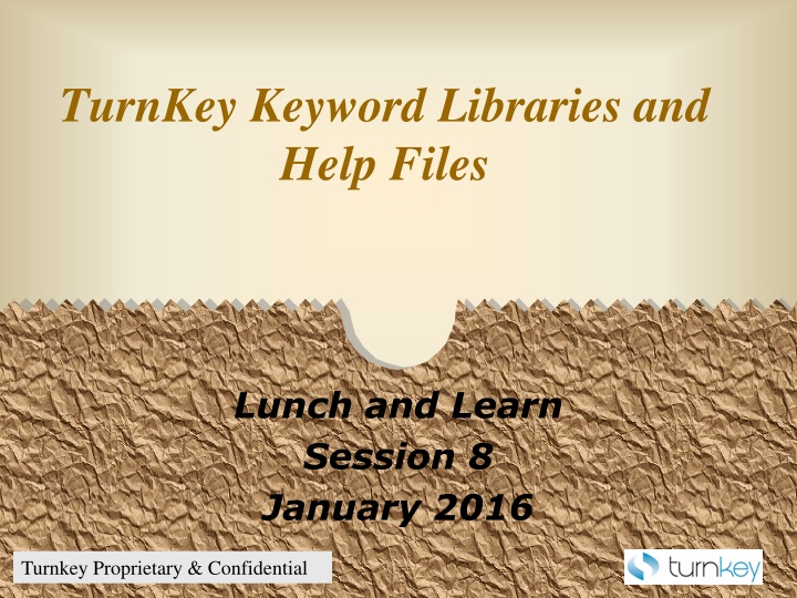 turnkey keyword libraries and help files