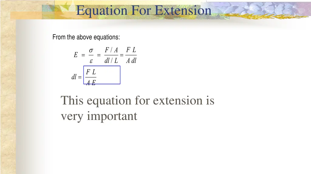equation for extension