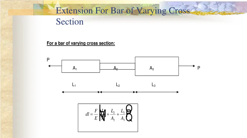 extension for bar of varying cross section