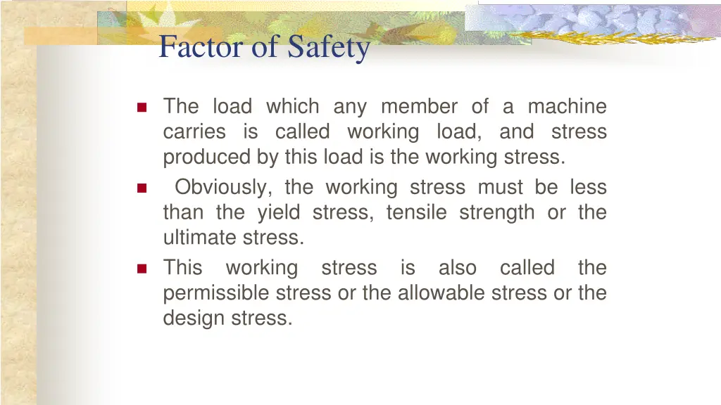 factor of safety
