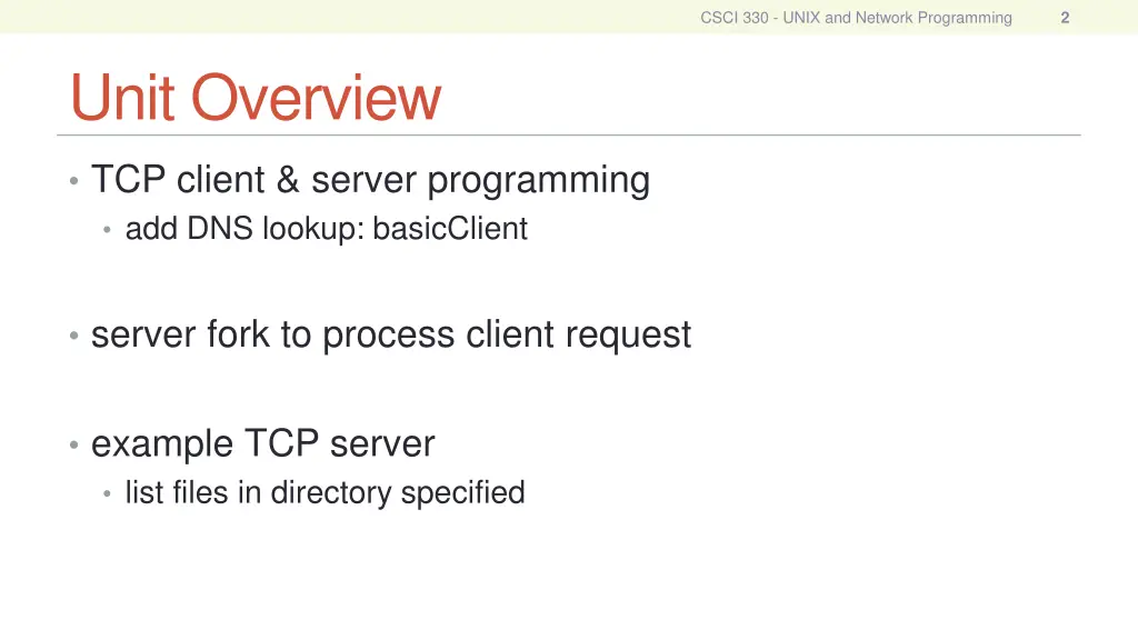 csci 330 unix and network programming 1