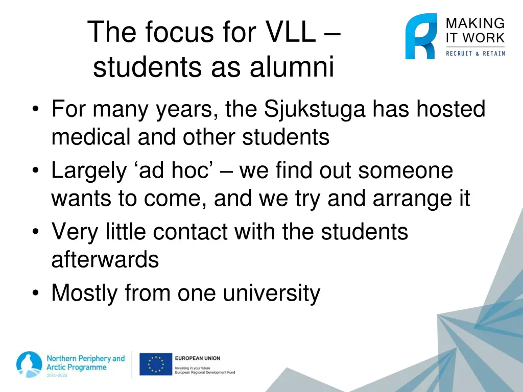 the focus for vll students as alumni for many