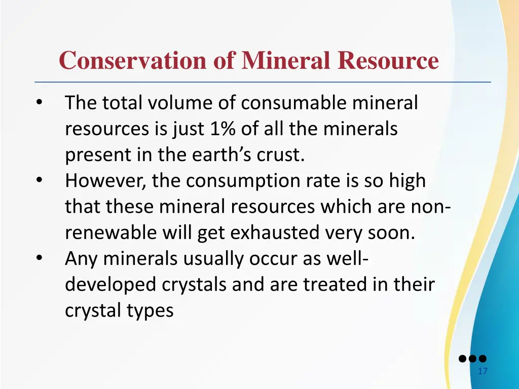 conservation of mineral resource