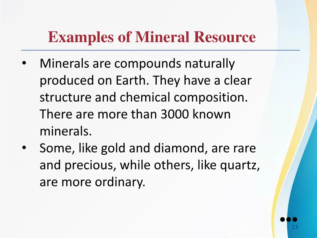 examples of mineral resource