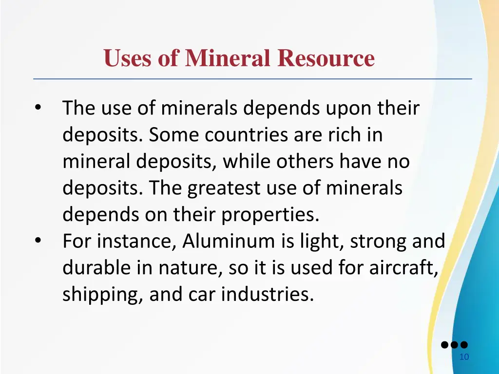 uses of mineral resource
