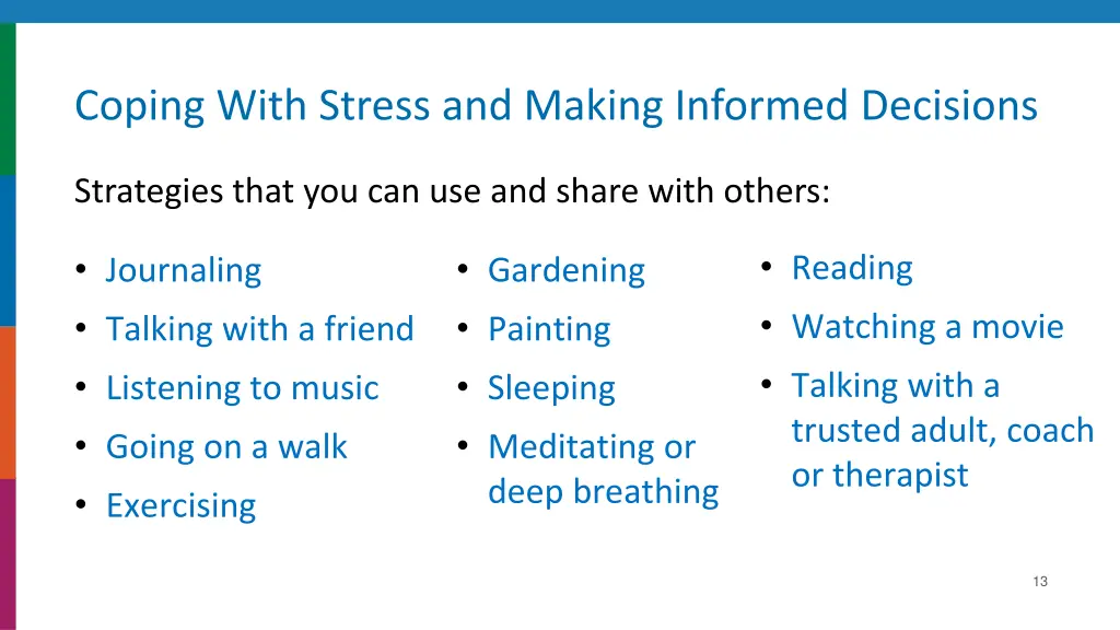 coping with stress and making informed decisions