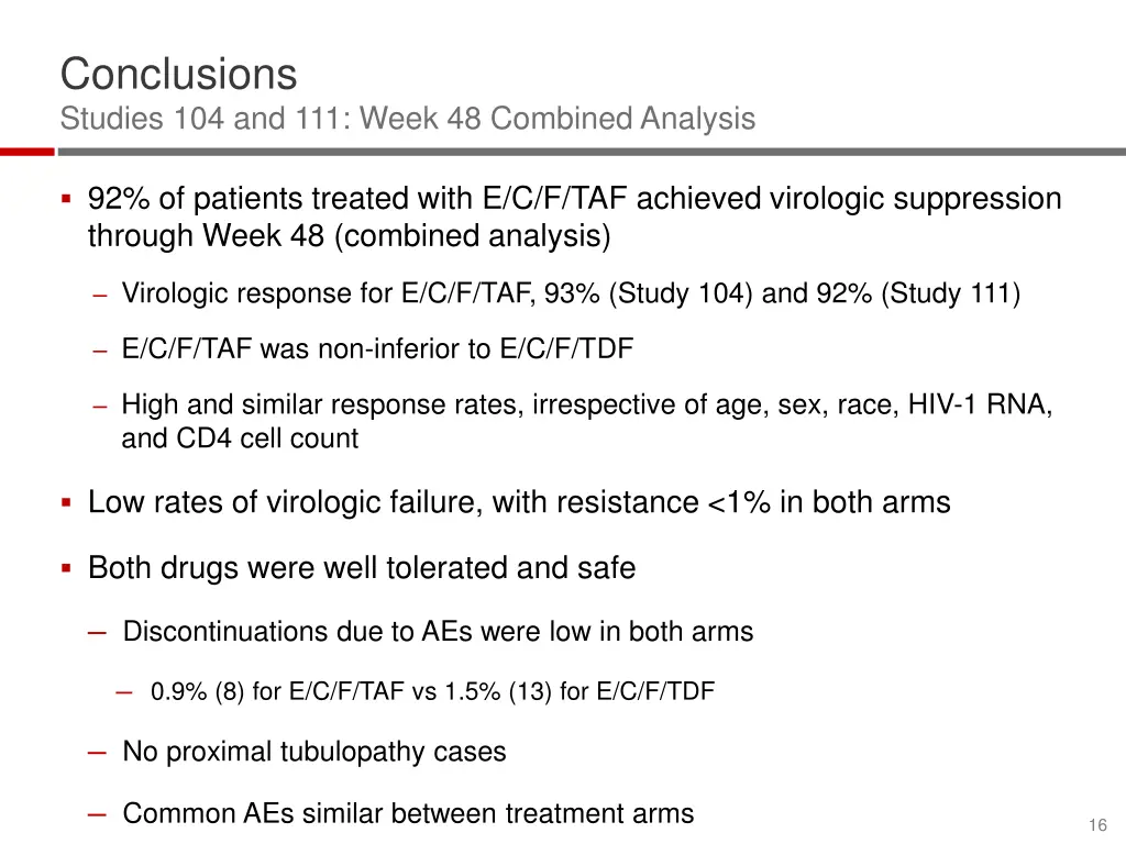 conclusions studies 104 and 111 week 48 combined