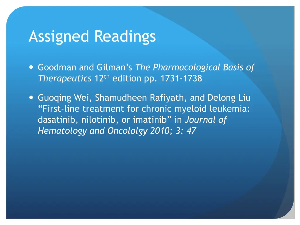 assigned readings
