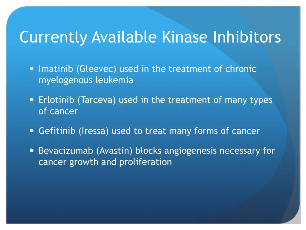 currently available kinase inhibitors