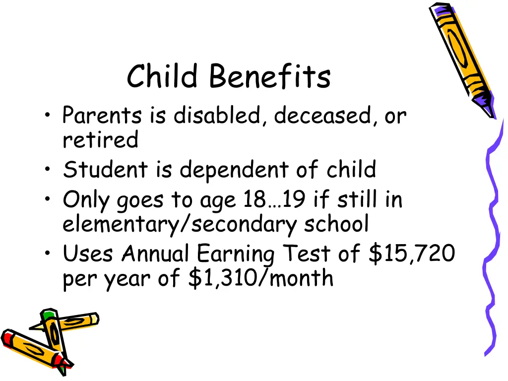 child benefits parents is disabled deceased