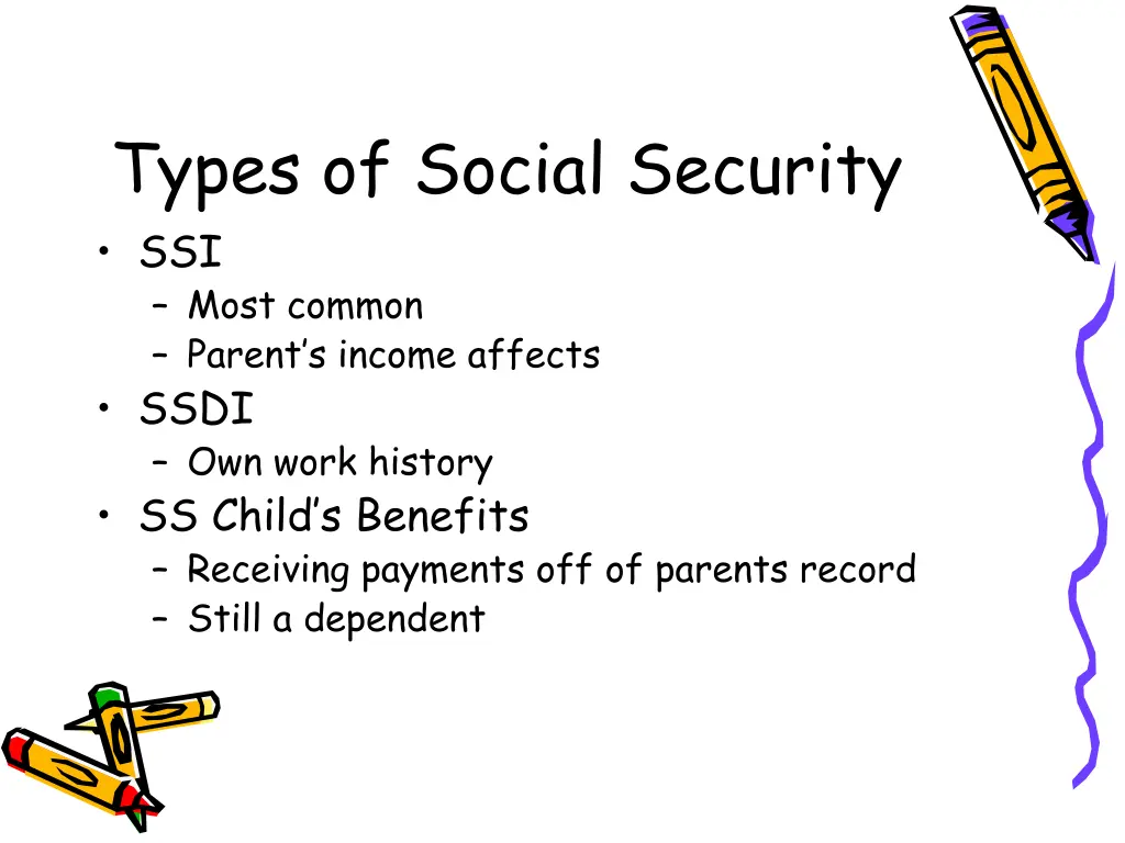 types of social security ssi most common parent