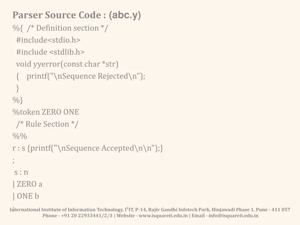 parser source code abc y definition section