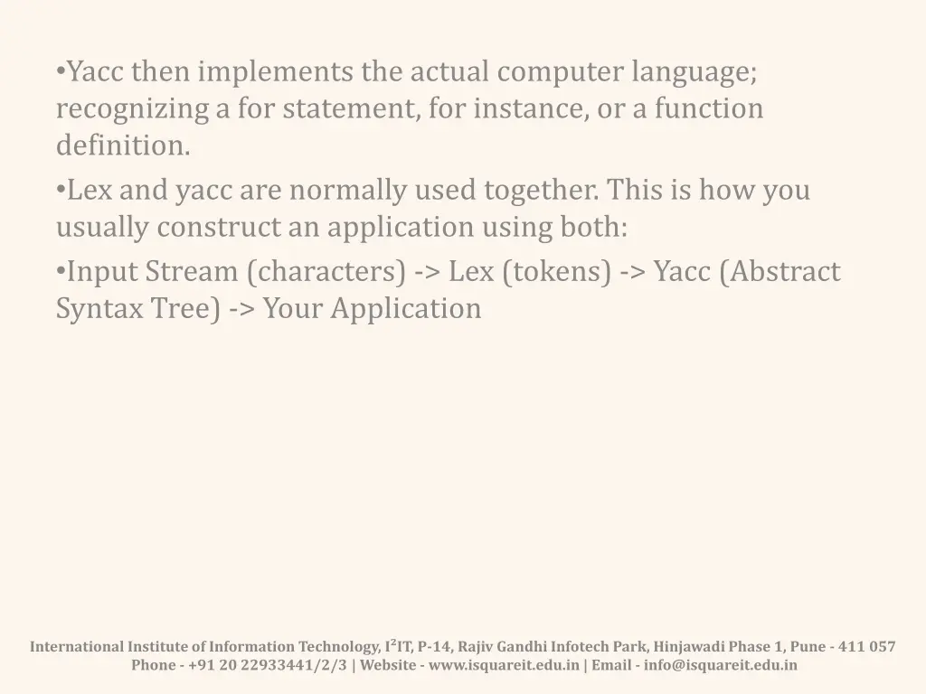 yacc then implements the actual computer language