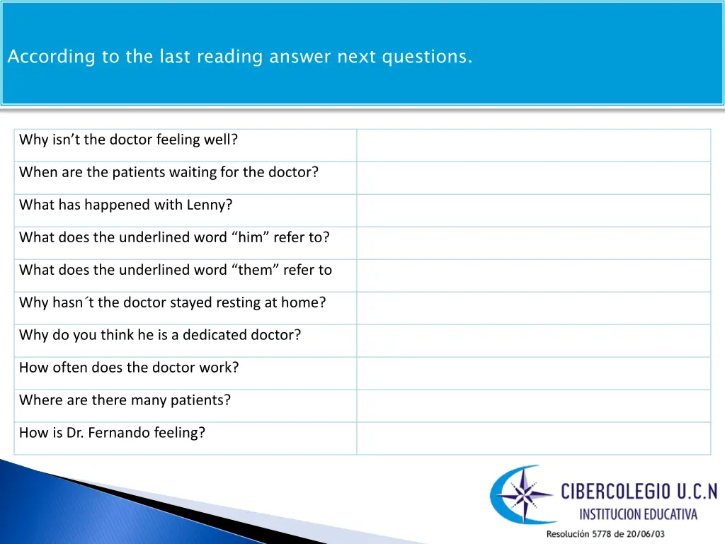 according to the last reading answer next