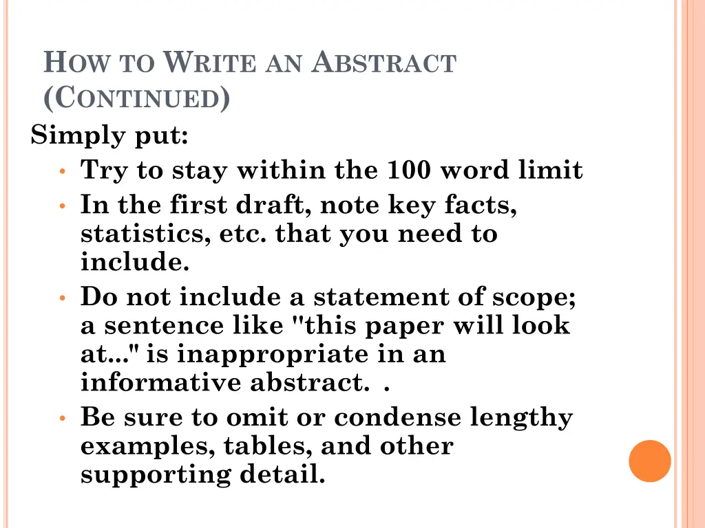 h ow to w rite an a bstract c ontinued simply