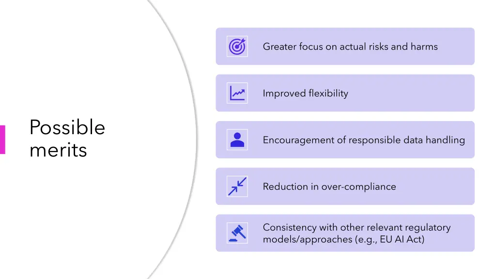 greater focus on actual risks and harms