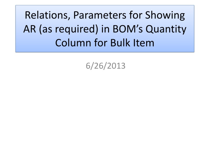 relations parameters for showing ar as required