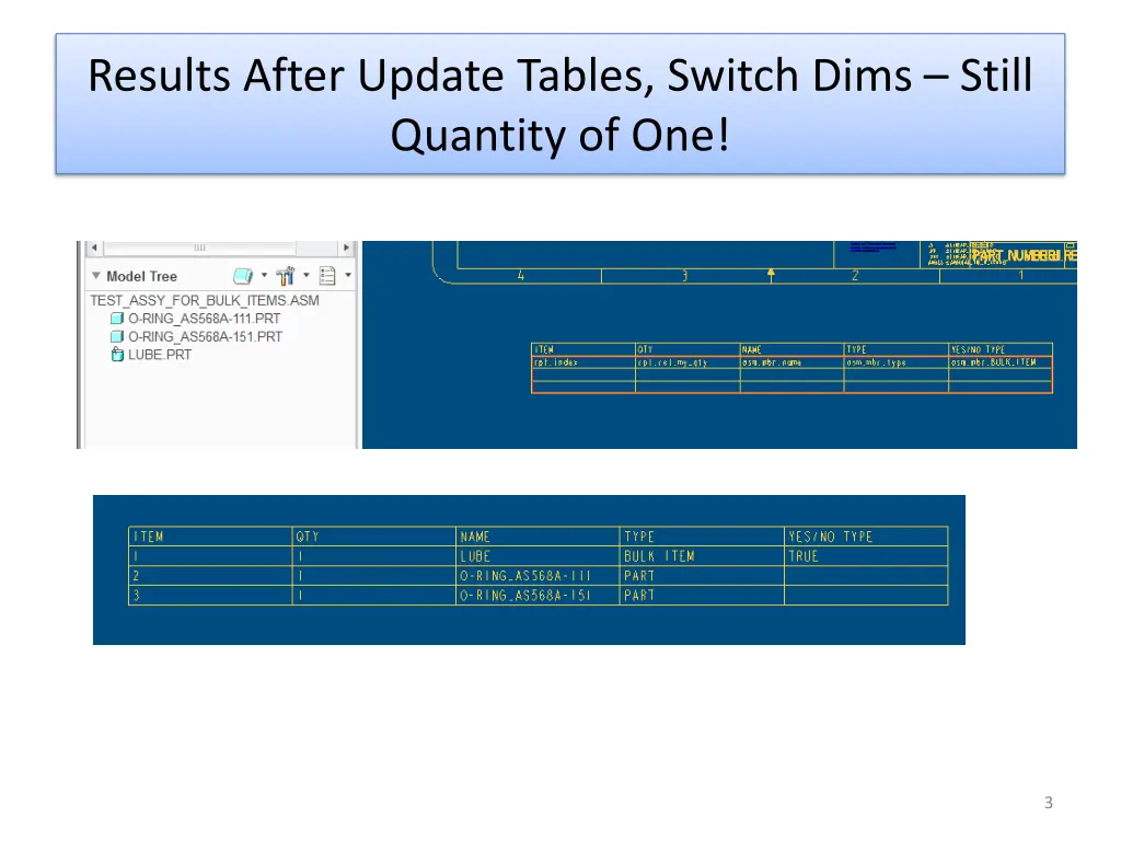 results after update tables switch dims still