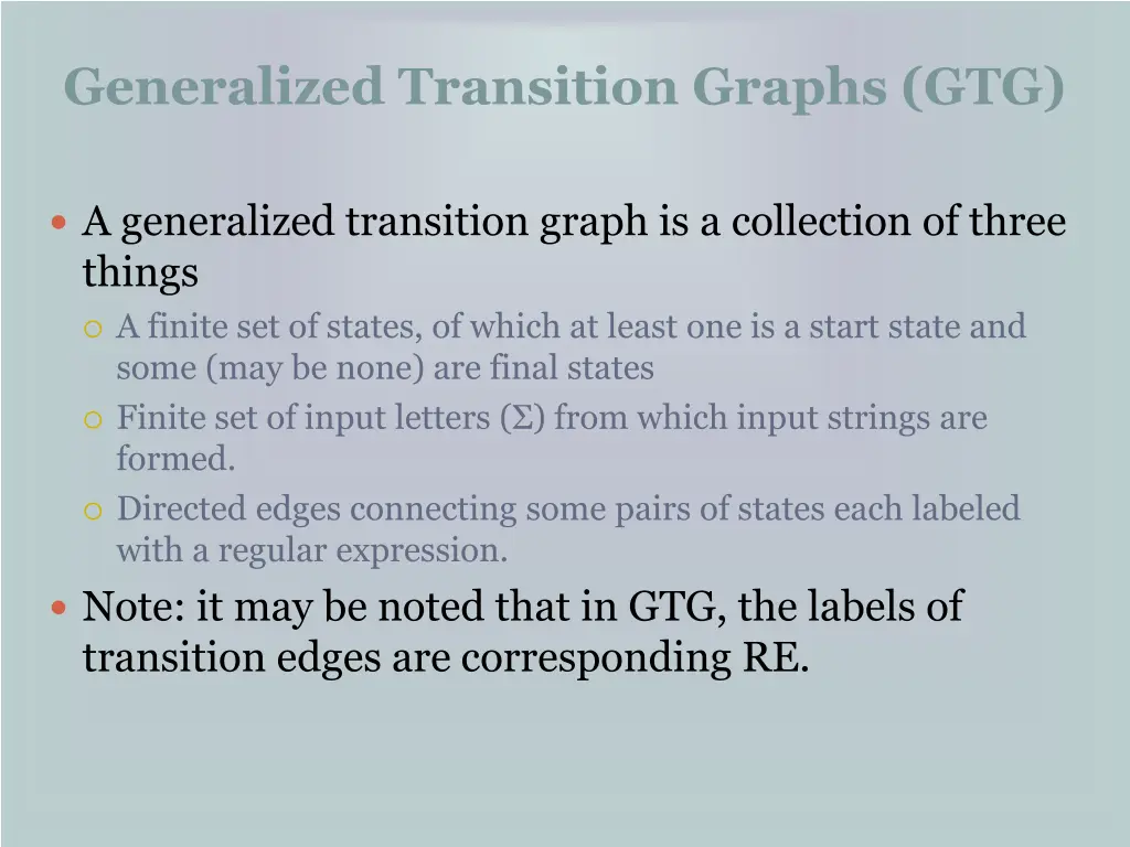 generalized transition graphs gtg 3