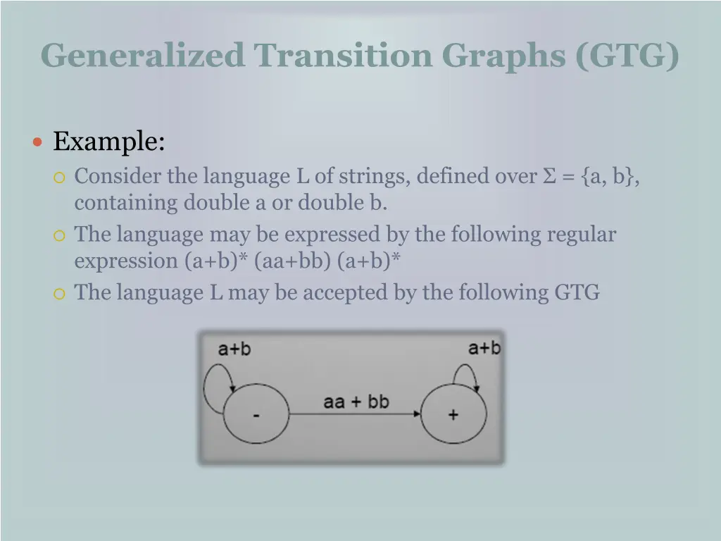 generalized transition graphs gtg 4