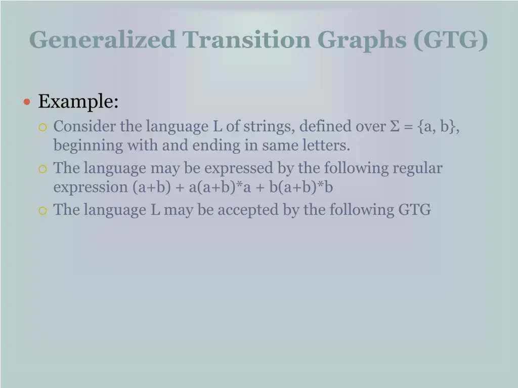 generalized transition graphs gtg 5