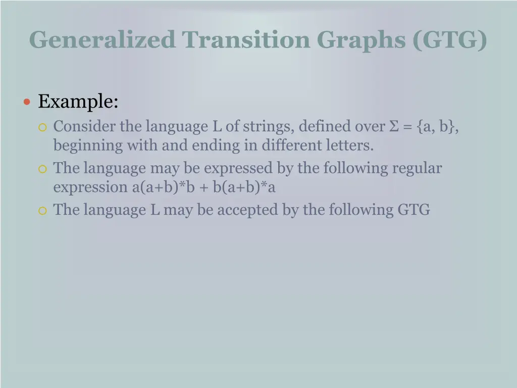 generalized transition graphs gtg 7