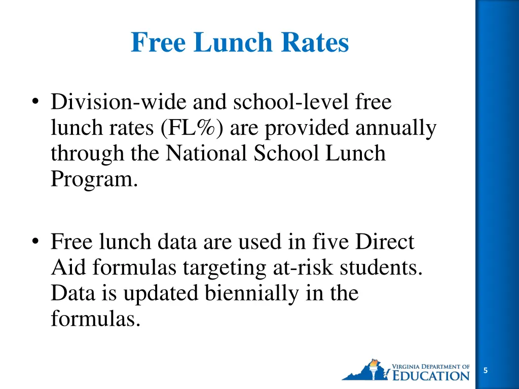 free lunch rates