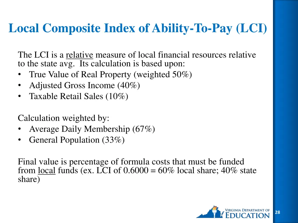 local composite index of ability to pay lci