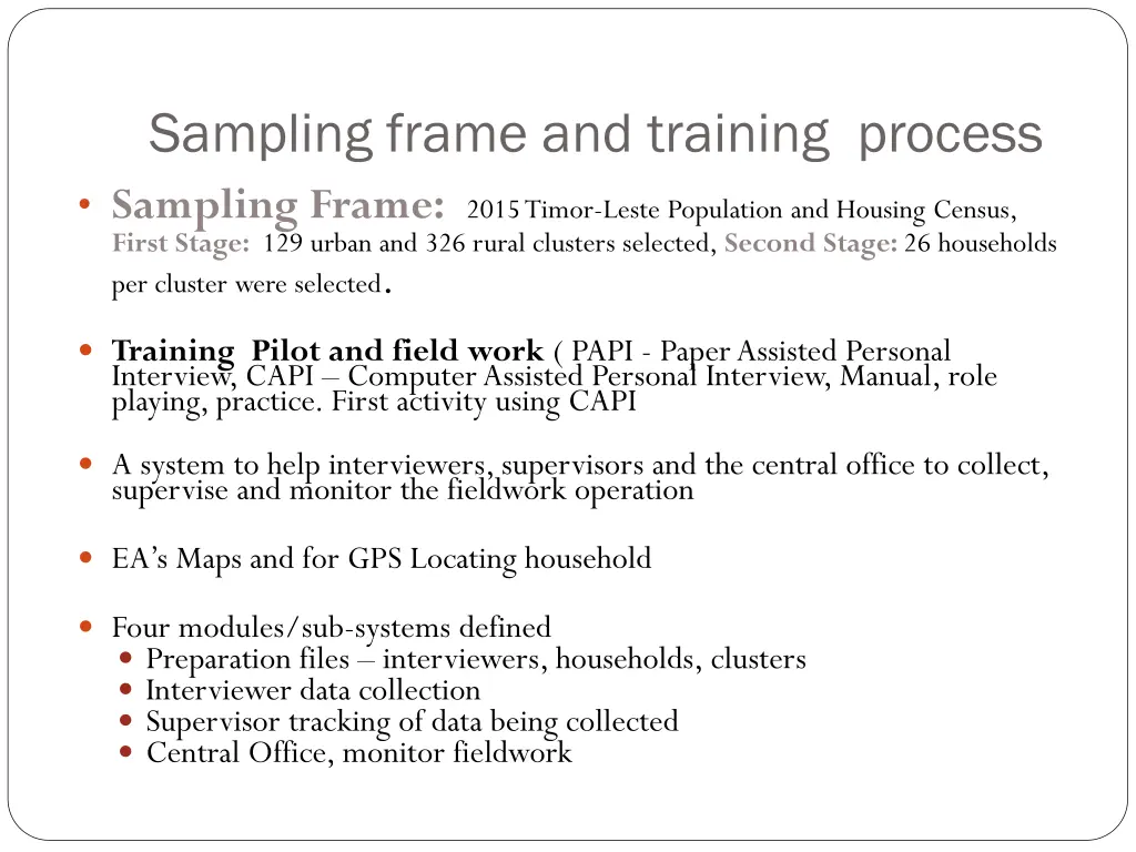 sampling frame and training process sampling