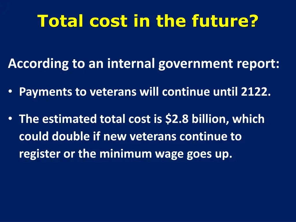 total cost in the future