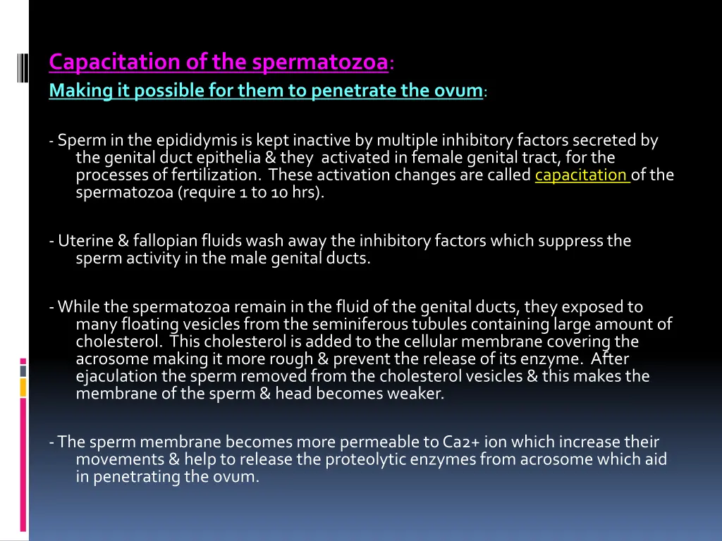 capacitation of the spermatozoa making