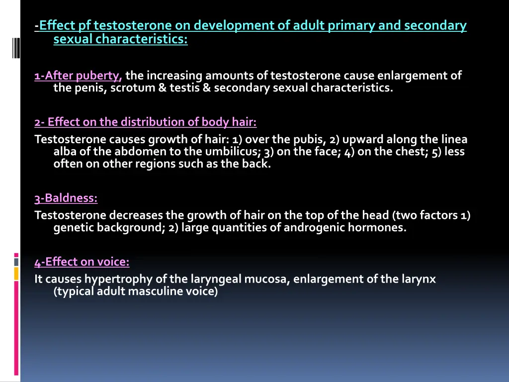 effect pf testosterone on development of adult
