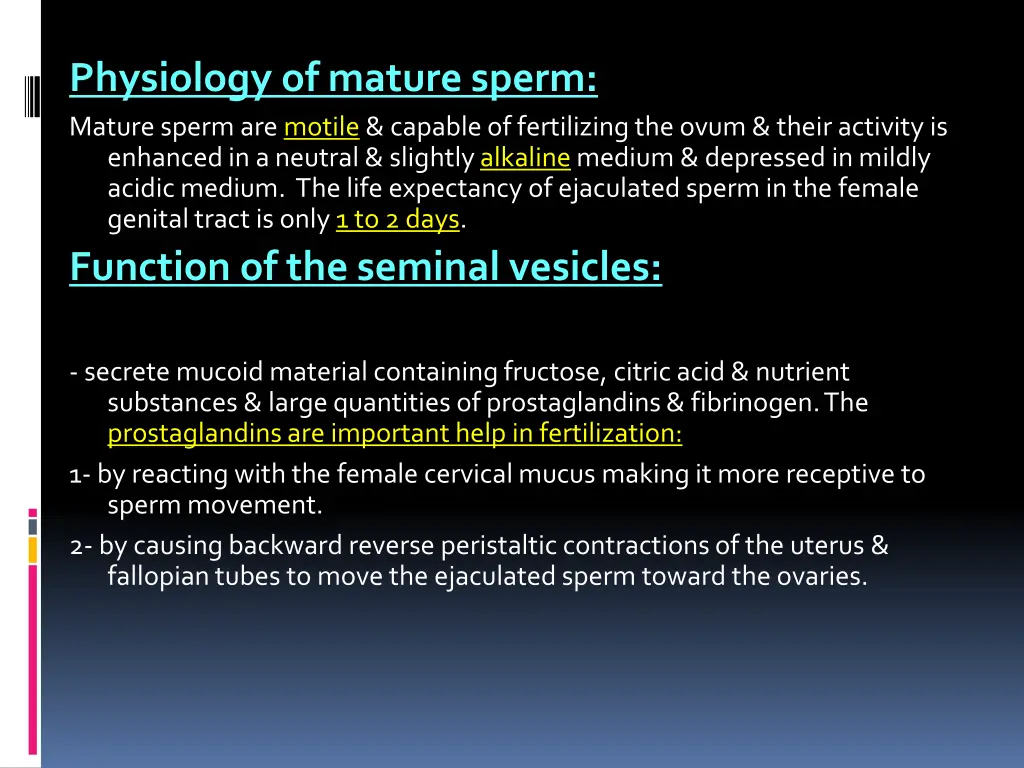 physiology of mature sperm mature sperm