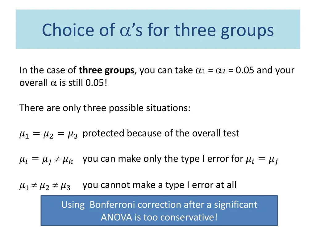 choice of s for three groups